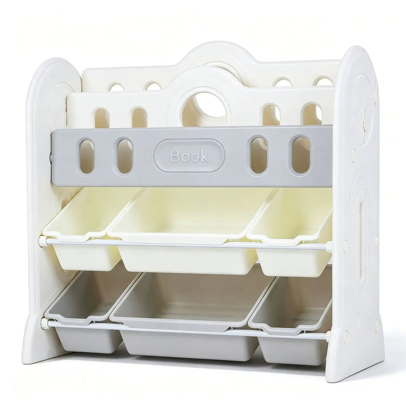 Kids Bookshelf and Toy Storage Organizer with 6 Bins by DirectDeals