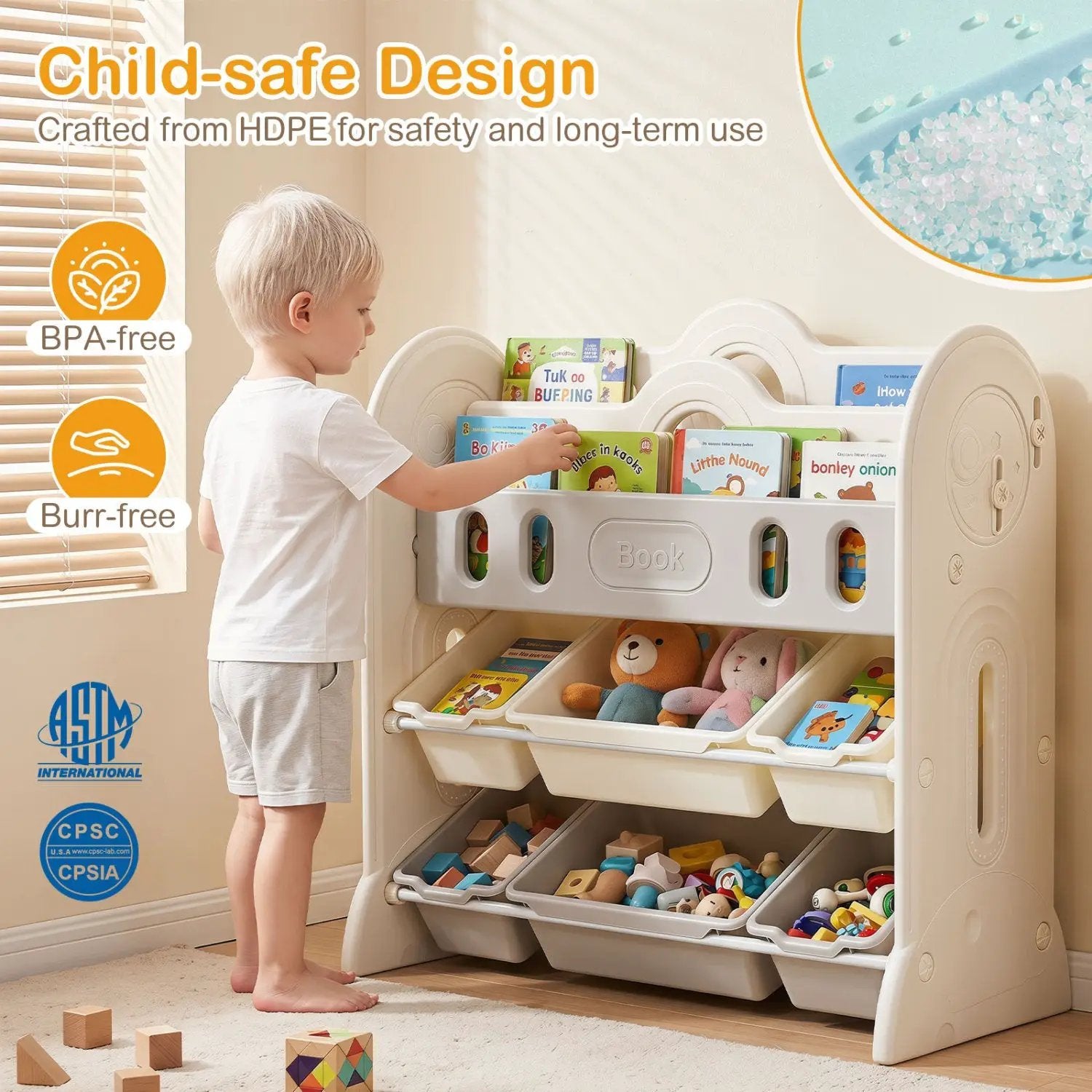 Kids Bookshelf and Toy Storage Organizer with 6 Bins by DirectDeals