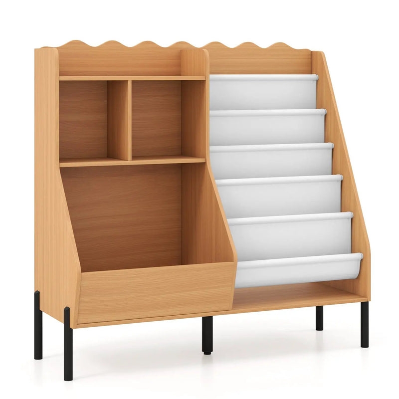 Kids Bookshelf and Toy Storage Organizer with 5 Fabric Pockets by DirectDeals