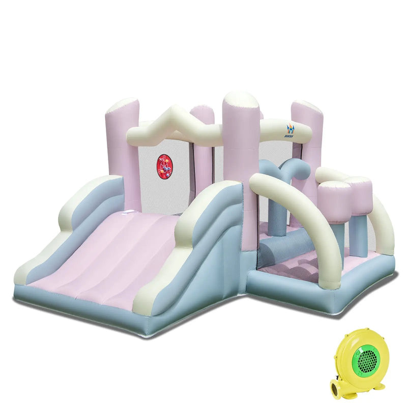 Kids Bounce House with Slide and 2 Boxing Columns for Party with 480W Blower by DirectDeals