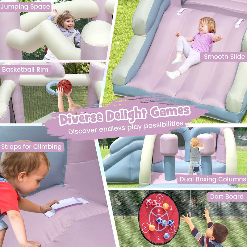 Kids Bounce House with Slide and 2 Boxing Columns for Party without Blower by DirectDeals