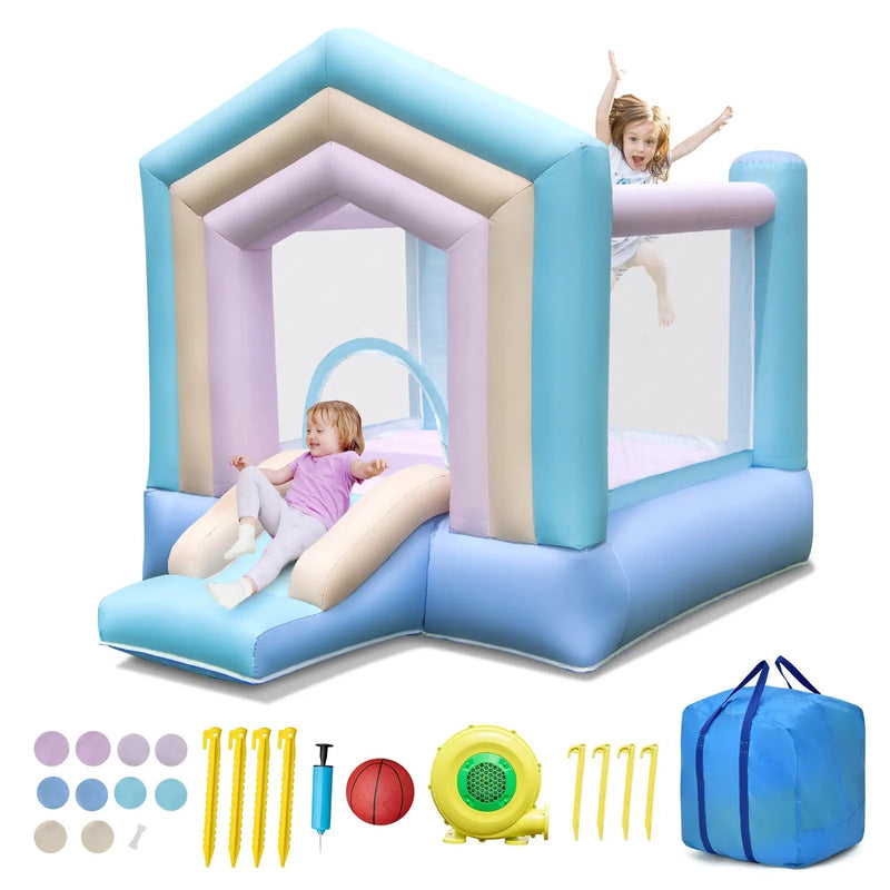 Kids Bounce House with Slide and Basketball Rim Bouncy Castle for Party with 480W Blower by DirectDeals