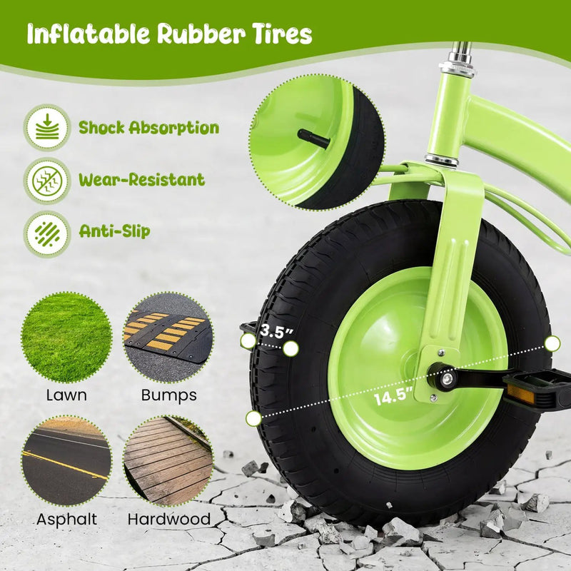 Kids Carbon Steel Bike with 15-Inch Inflatable Tires by DirectDeals
