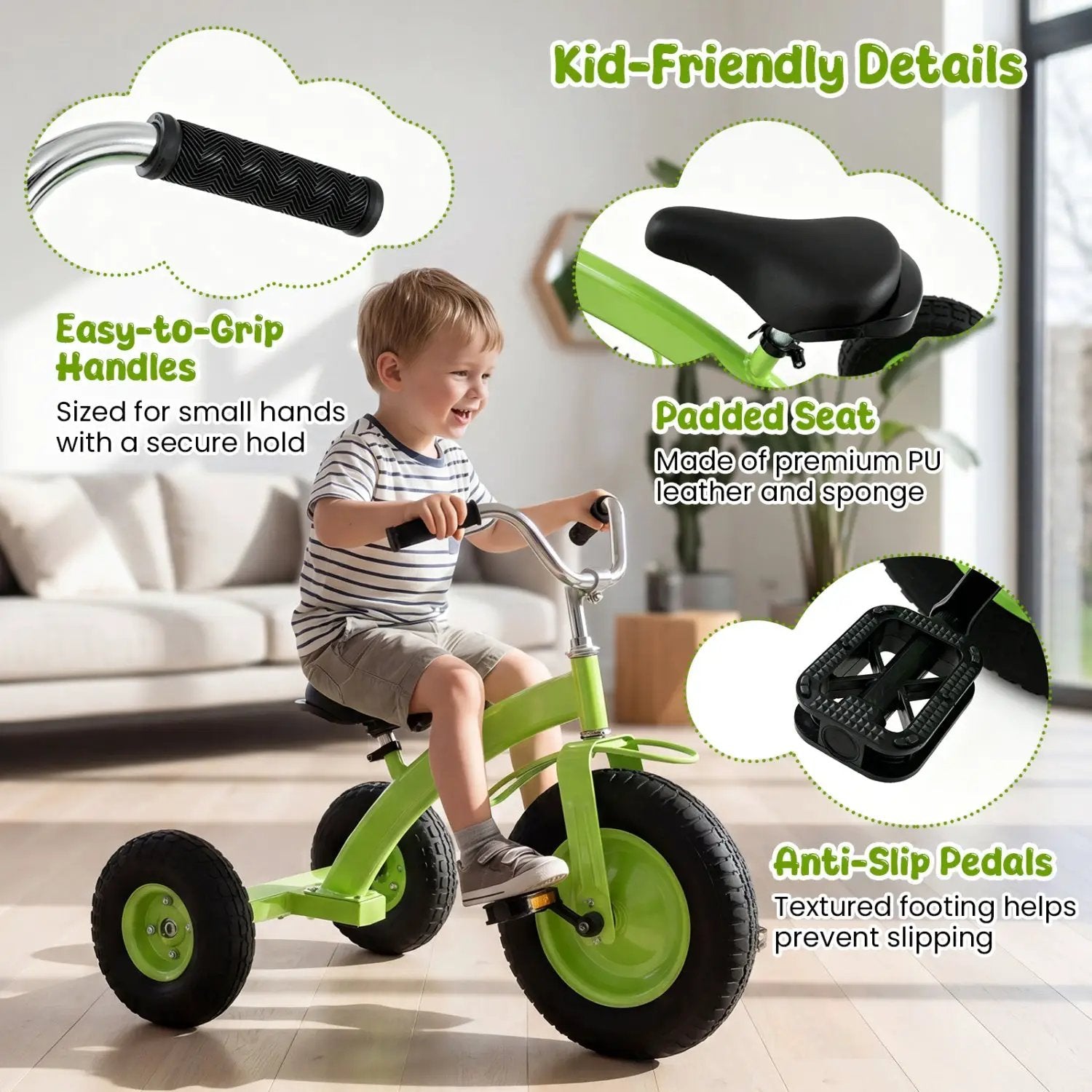 Kids Carbon Steel Bike with 15-Inch Inflatable Tires by DirectDeals