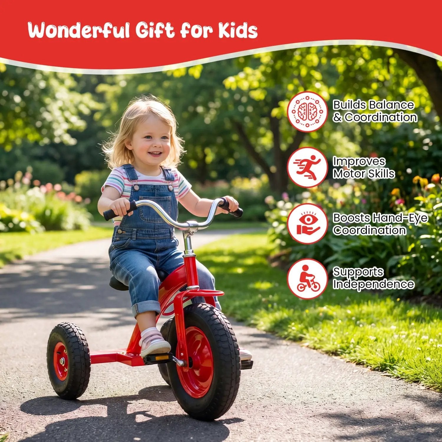Kids Carbon Steel Bike with 15-Inch Inflatable Tires by DirectDeals