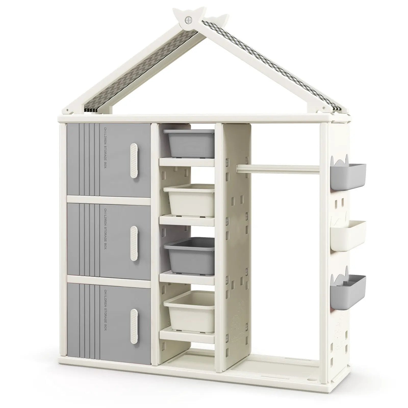 Kids Costume Storage Closet with Storage Bins and Shelves and Side Baskets for Kids Room by DirectDeals