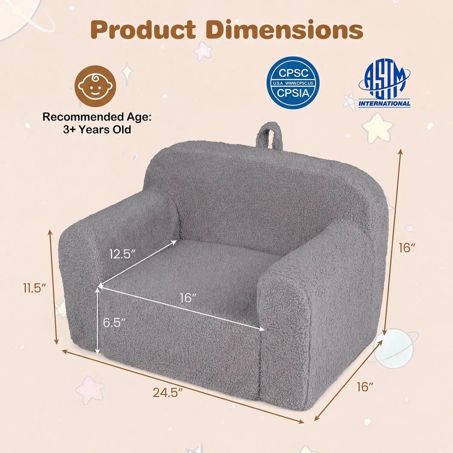 Kids Couch Portable Toddler Sofa with Anti-slip Base by DirectDeals
