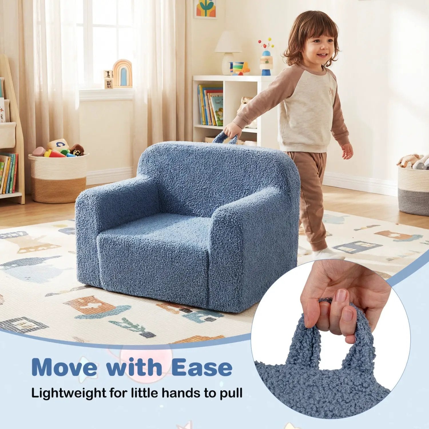 Kids Couch Portable Toddler Sofa with Anti-slip Base by DirectDeals