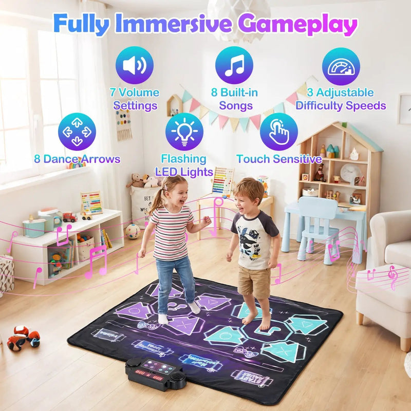 Electronic Kids Dance Mat with 8 Songs & LED Lights by DirectDeals