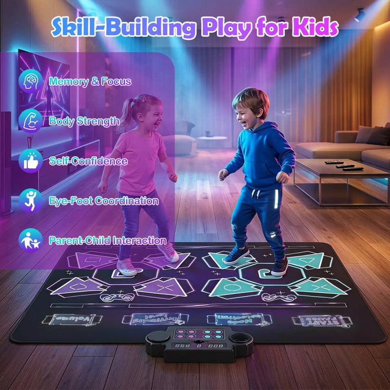 Electronic Kids Dance Mat with 8 Songs & LED Lights by DirectDeals
