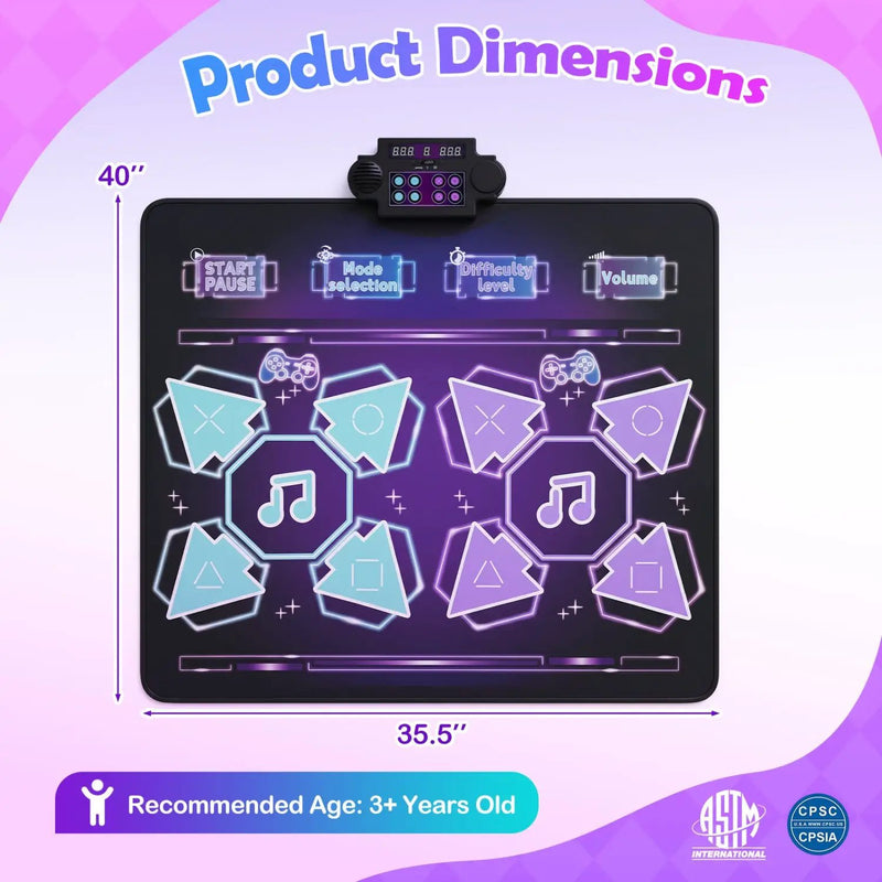 Electronic Kids Dance Mat with 8 Songs & LED Lights by DirectDeals