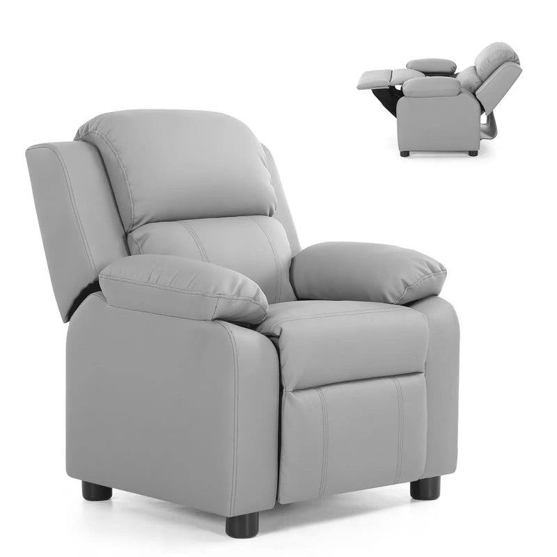Kids Deluxe Headrest Recliner Sofa Chair with Storage Arms by DirectDeals