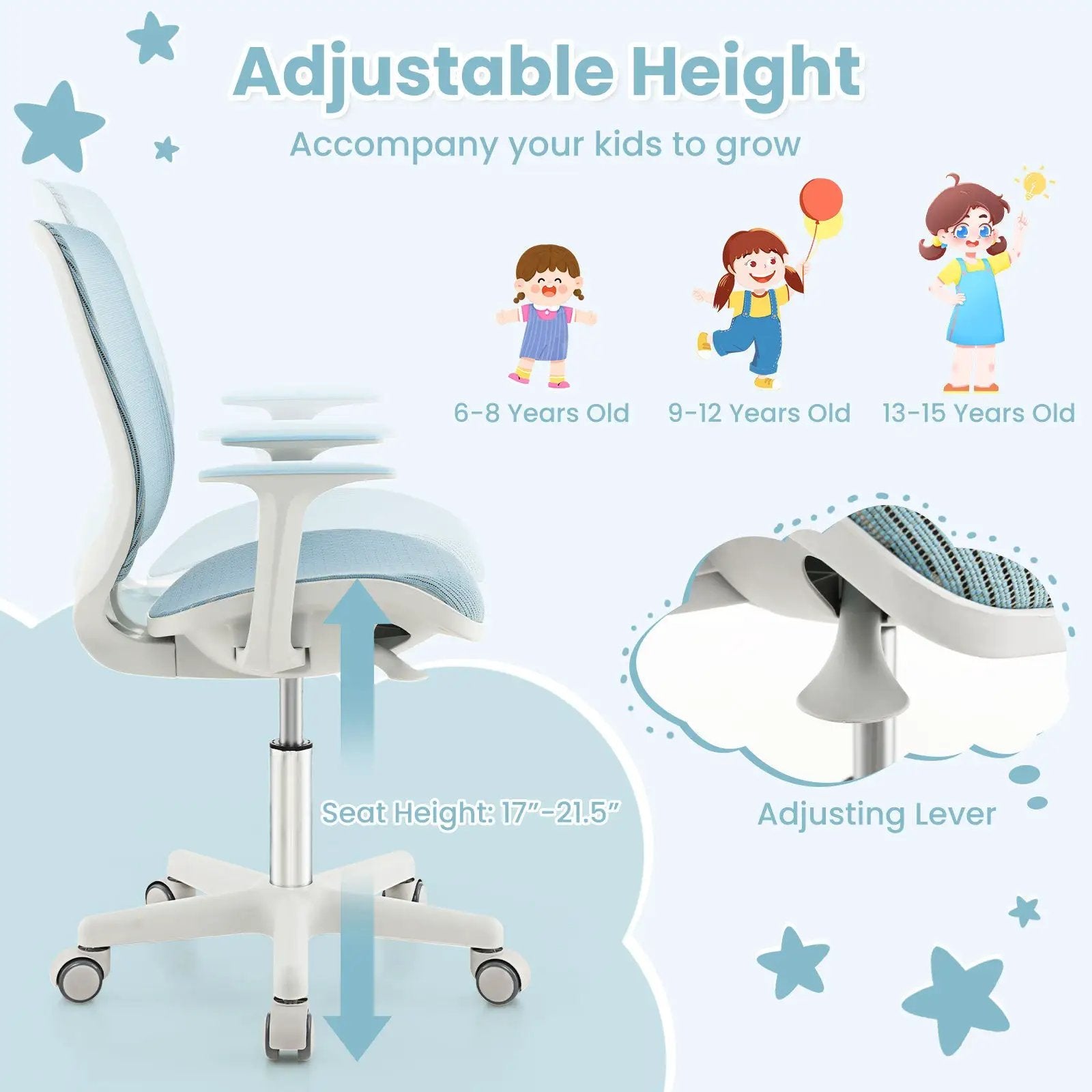 Swivel Mesh Children Computer Chair with Adjustable Height by DirectDeals