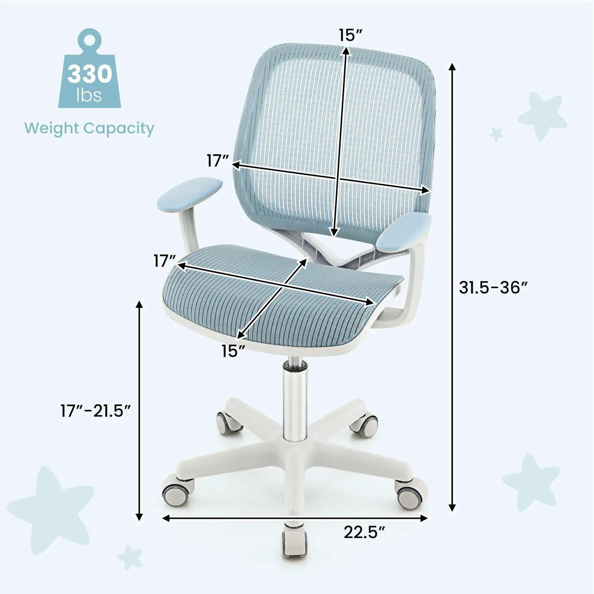 Swivel Mesh Children Computer Chair with Adjustable Height, photo 5 of 11