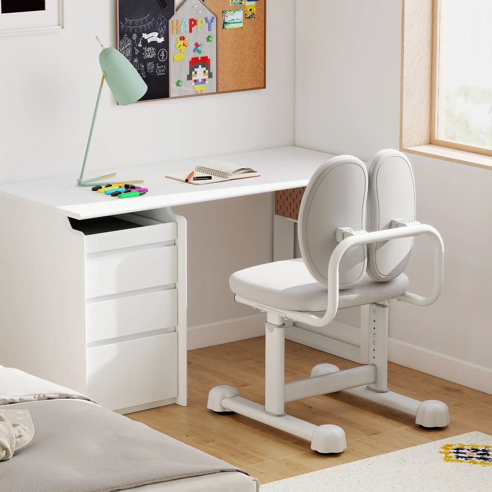 Kids Desk Chair Children Study Chair with Double Back Support and Adjustable Height by DirectDeals