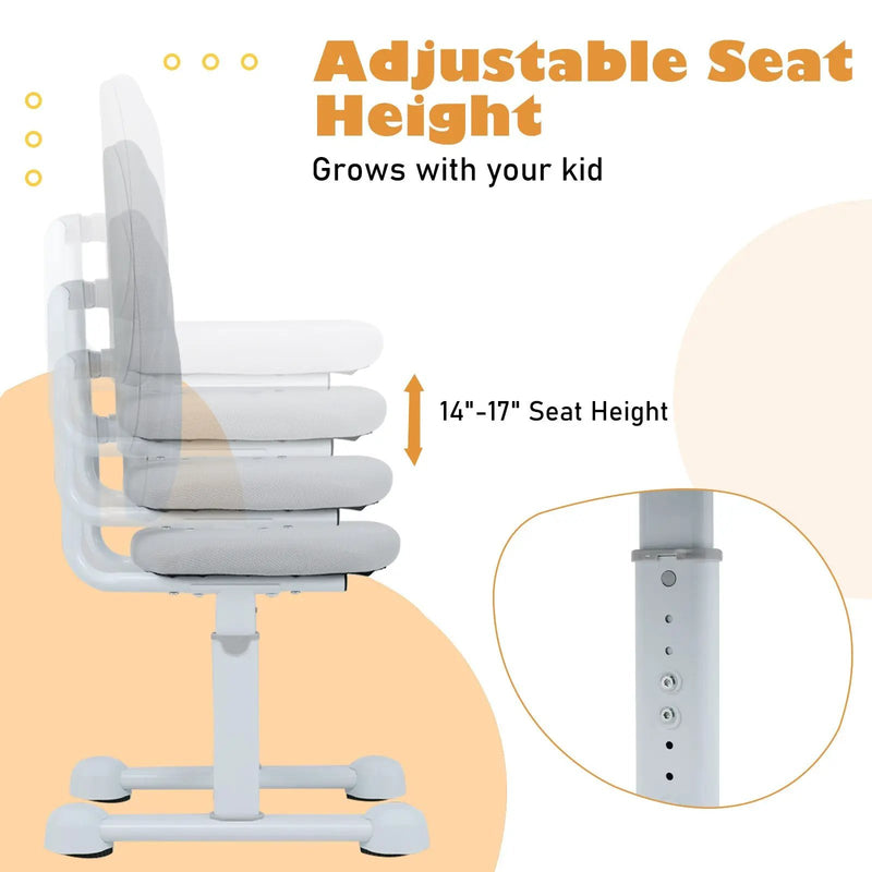 Kids Desk Chair Children Study Chair with Double Back Support and Adjustable Height by DirectDeals