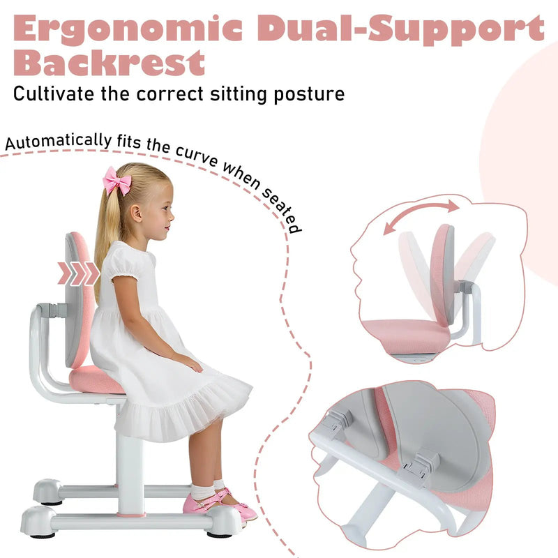 Kids Desk Chair Children Study Chair with Double Back Support and Adjustable Height by DirectDeals