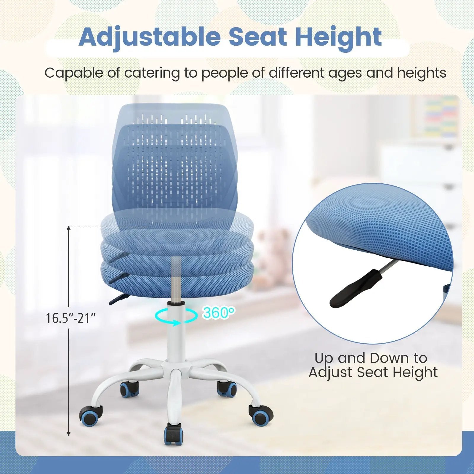 Ergonomic Children Study Chair with Adjustable Height by DirectDeals