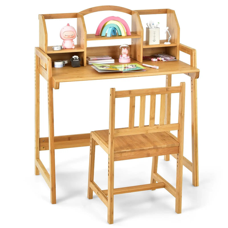 Bamboo Kids Study Desk and Chair Set with Bookshelf by DirectDeals
