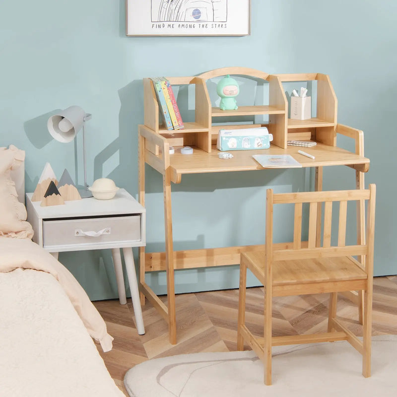Bamboo Kids Study Desk and Chair Set with Bookshelf by DirectDeals