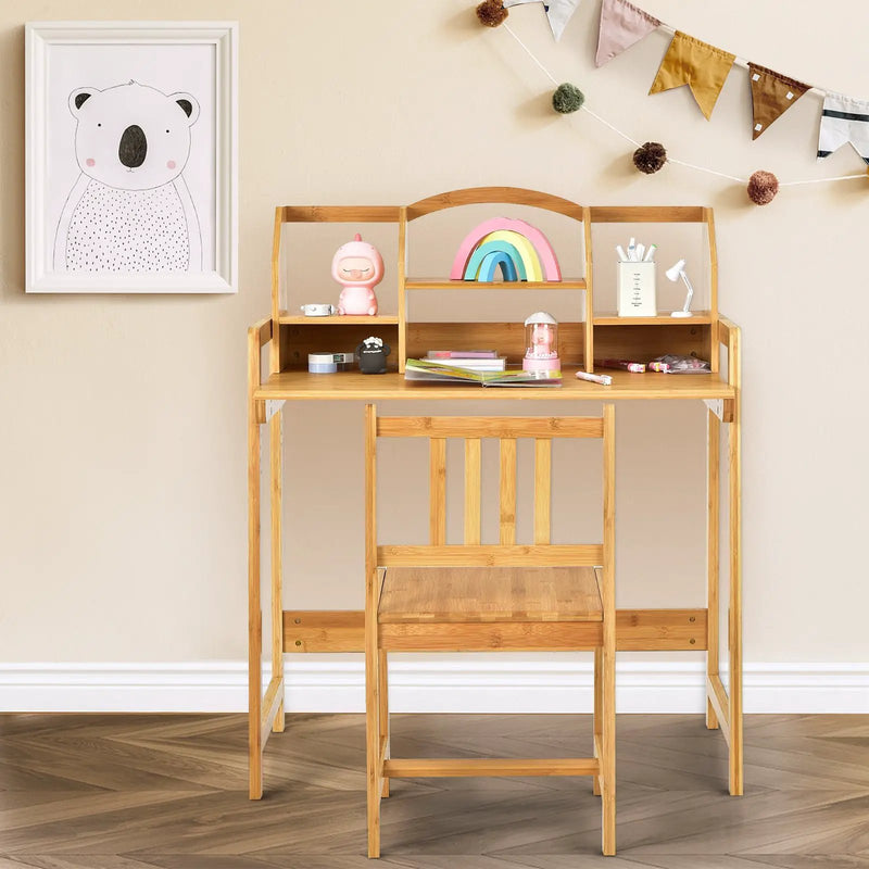 Bamboo Kids Study Desk and Chair Set with Bookshelf by DirectDeals