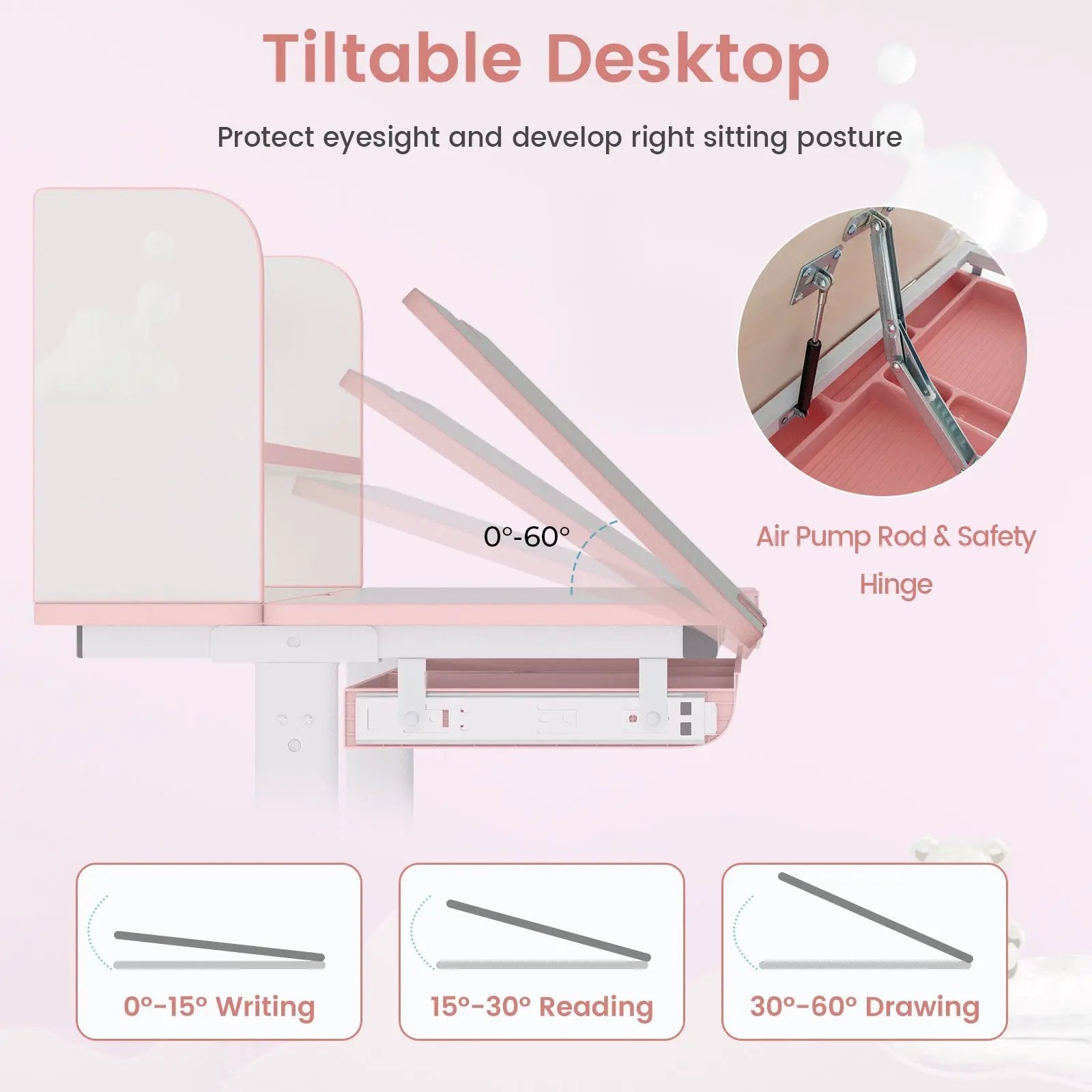 Kids Desk and Chair Set with Adjustable Height and Tilted Desktop by DirectDeals