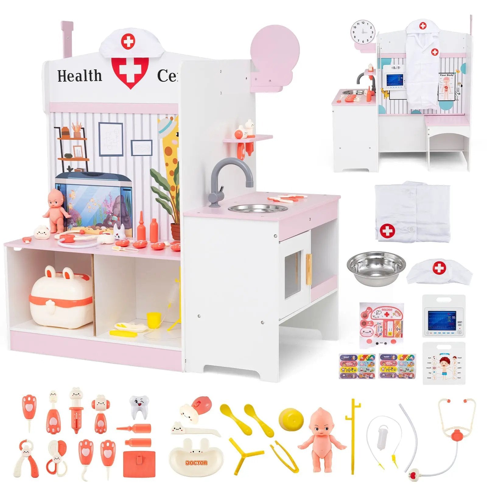 Kids Doctor Play Set with Adjustable Height Bar by DirectDeals