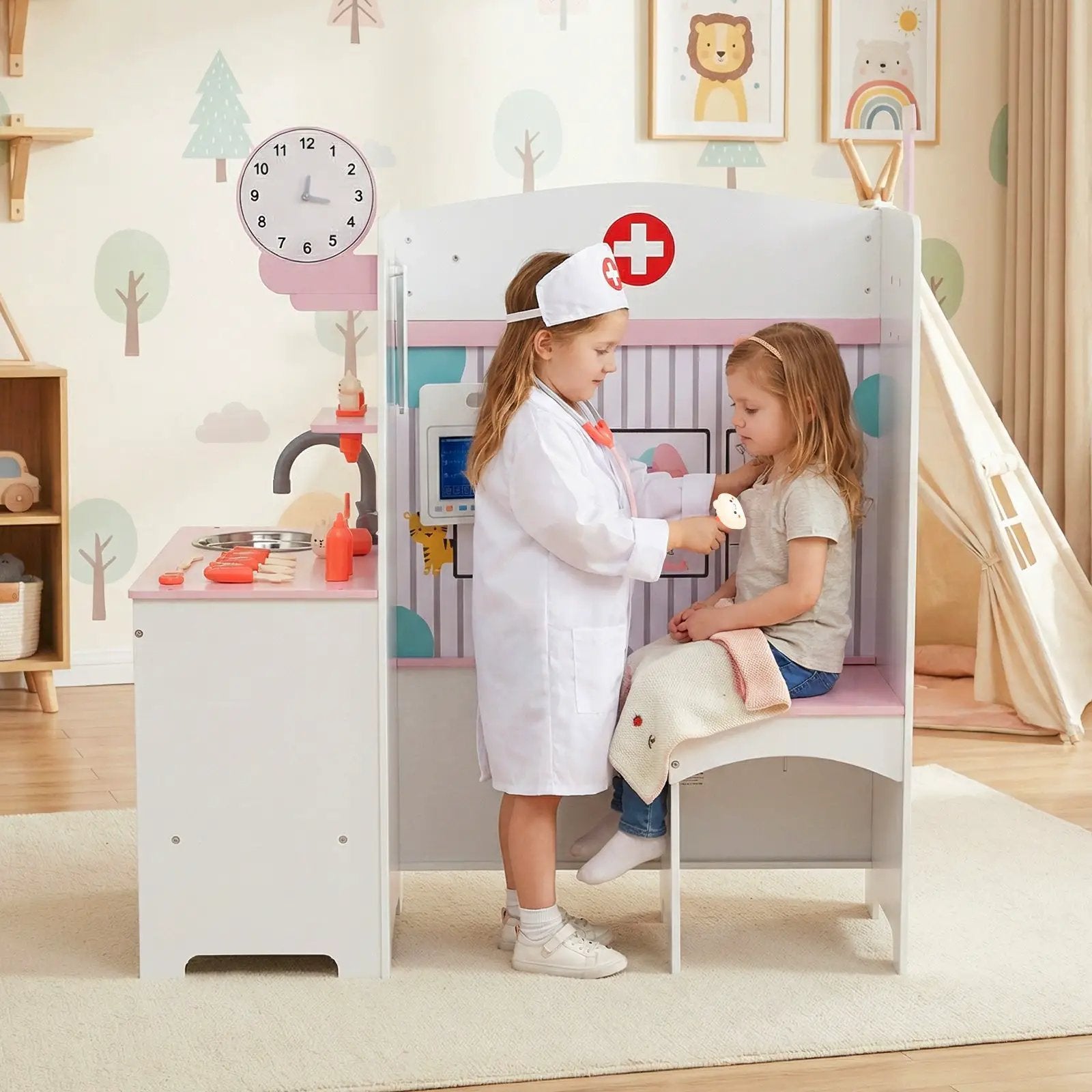 Kids Doctor Play Set with Adjustable Height Bar by DirectDeals