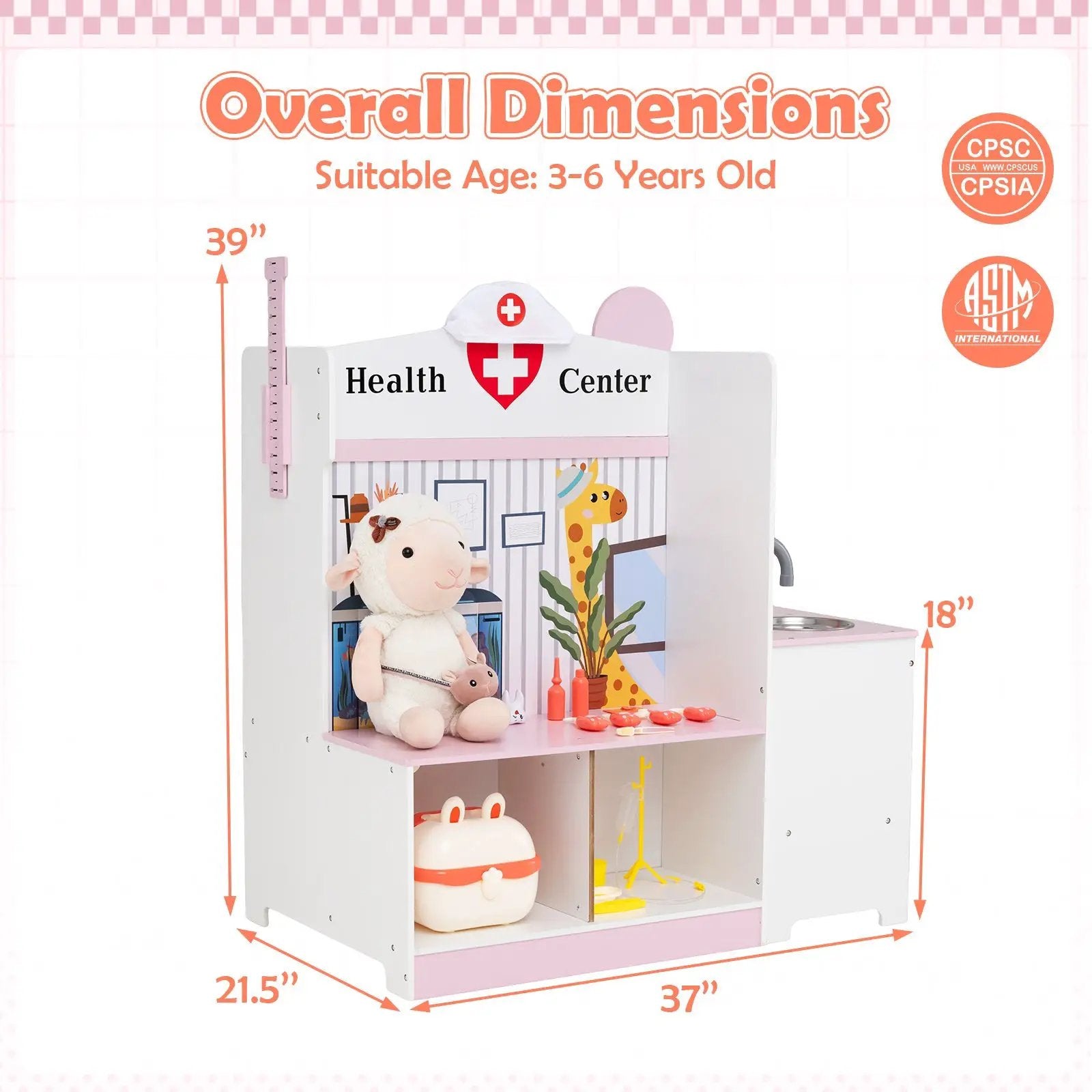 Kids Doctor Play Set with Adjustable Height Bar by DirectDeals