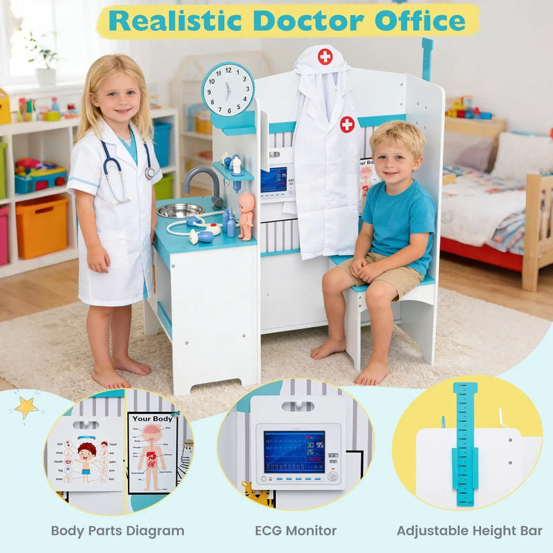 Kids Doctor Play Set with Adjustable Height Bar by DirectDeals