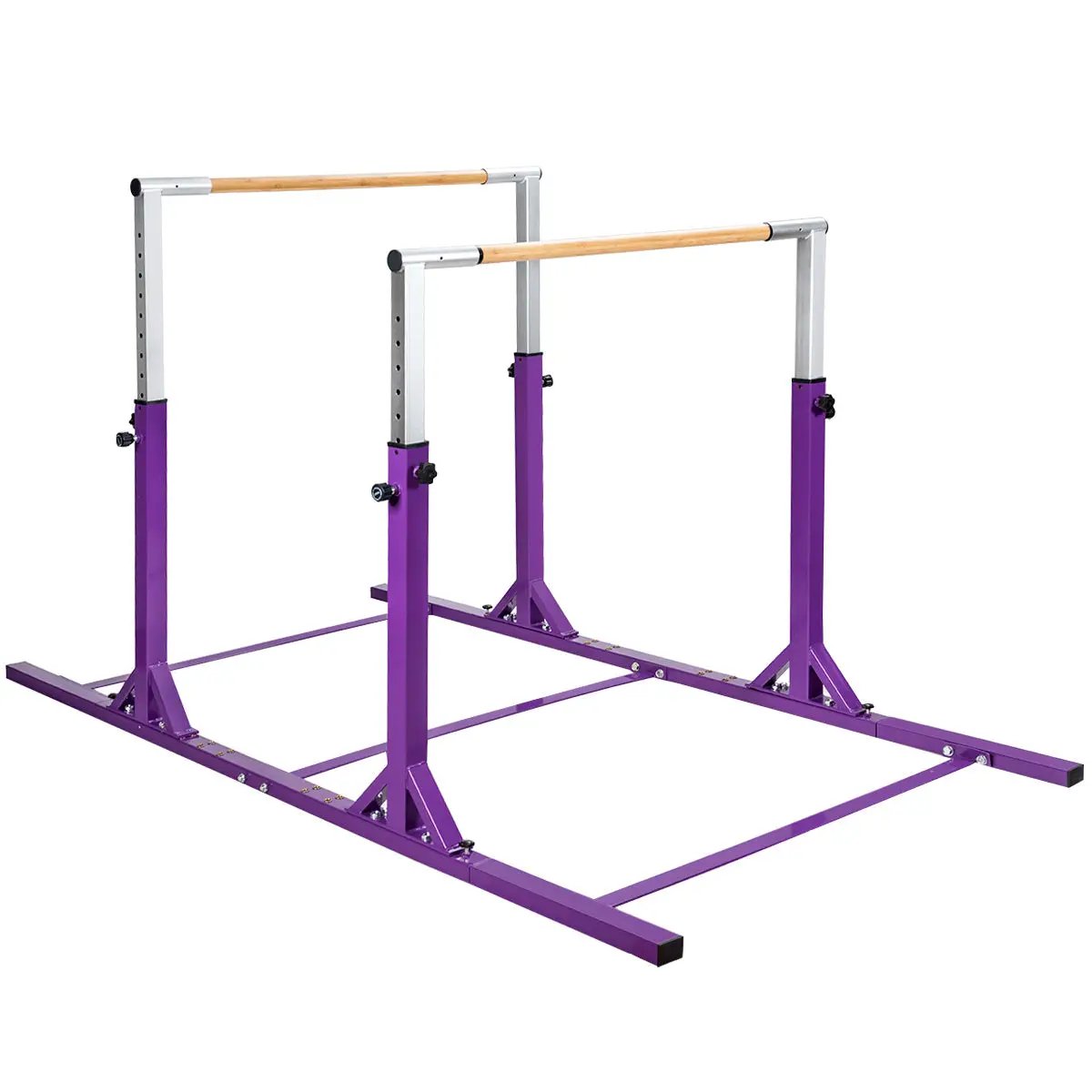Kids Double Horizontal Bars Gymnastic Training Parallel Bars Adjustable-Purple by DirectDeals