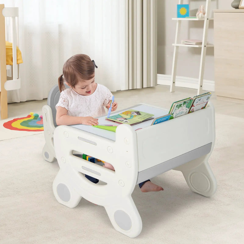 Kids Drawing Table and Chair Set with Watercolor Pens and Blackboard Eraser by DirectDeals