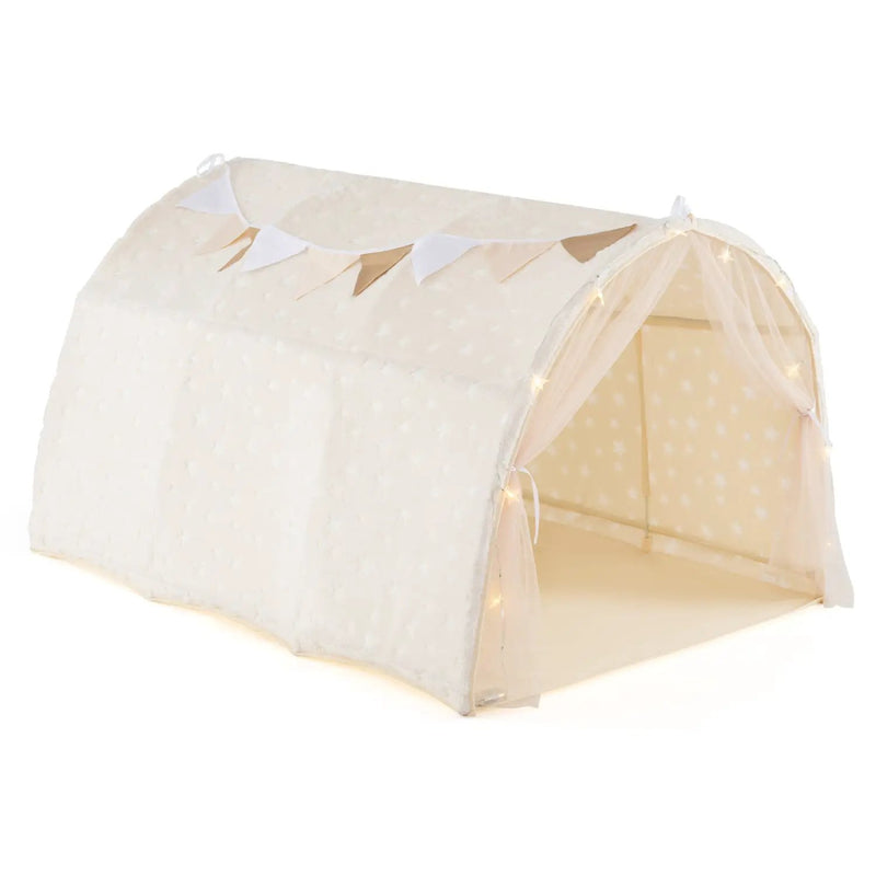 Kids Dream Bed Tent Twin Bunk Bed with Glow in the Dark Stars and Lights-Gray by DirectDeals