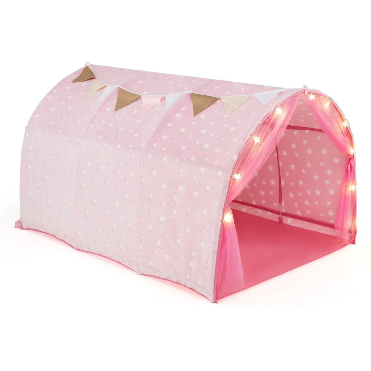 Kids Dream Bed Tent Twin Bunk Bed with Glow in the Dark Stars and Lights-Gray, photo 10 of 10