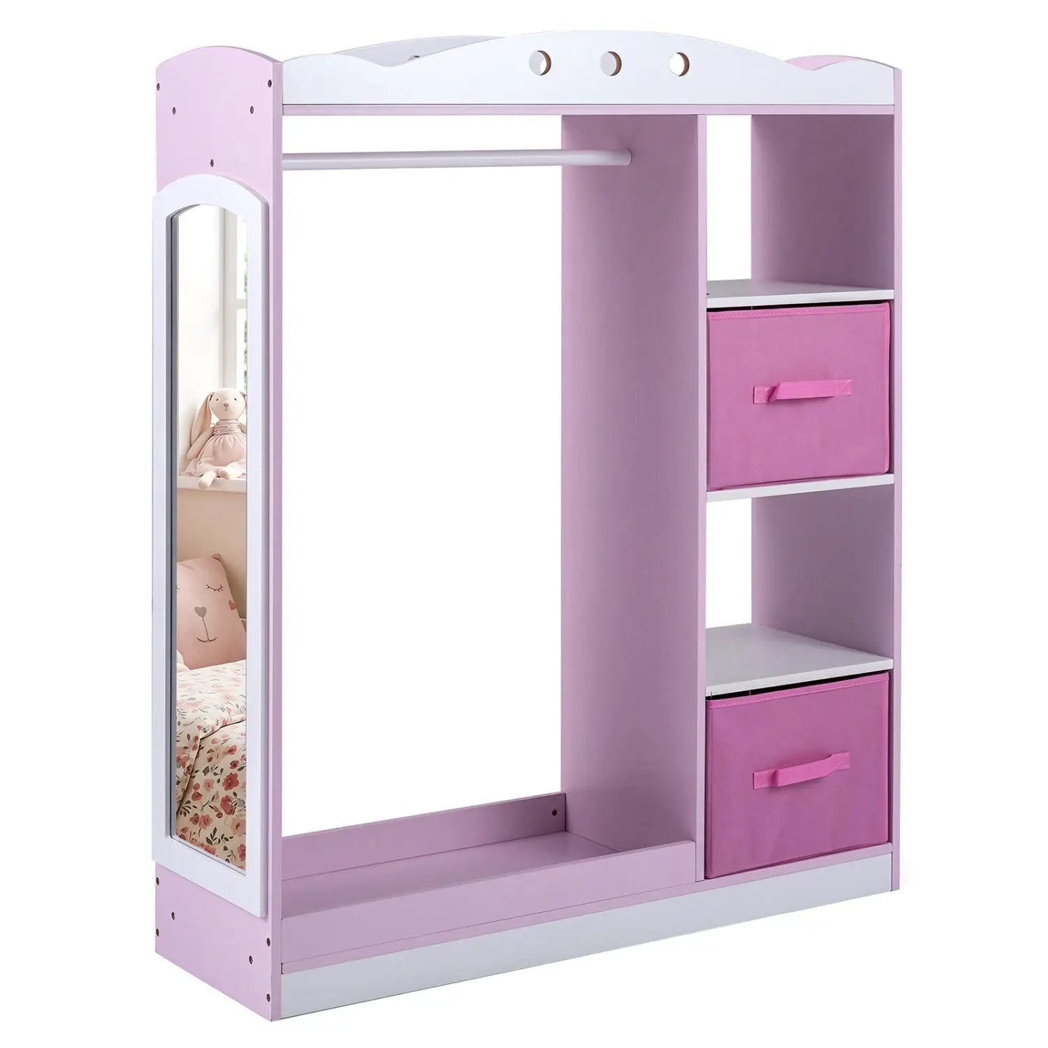 Kids Dress Up Storage with Full Length Mirror - Pink by DirectDeals