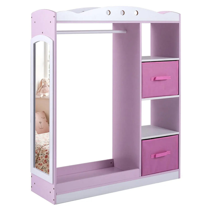 Kids Dress Up Storage with Full Length Mirror - Pink by DirectDeals
