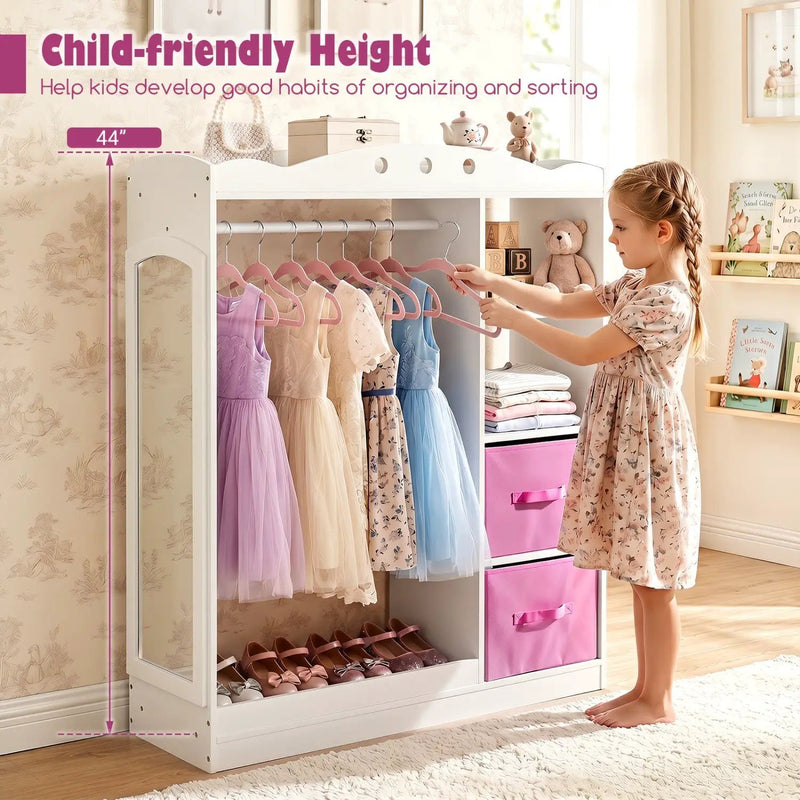 Kids Dress Up Storage with Full Length Mirror - Pink by DirectDeals