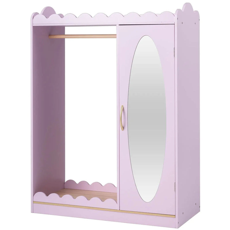 Kids Dress Up Storage Cabinet with Full Length Mirror - Pink by DirectDeals