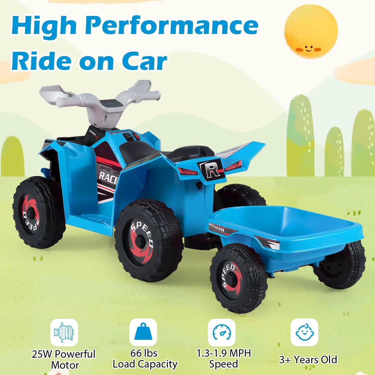 6V Kids Electric ATV Quad Car with Detachable Trailer, photo 27 of 32