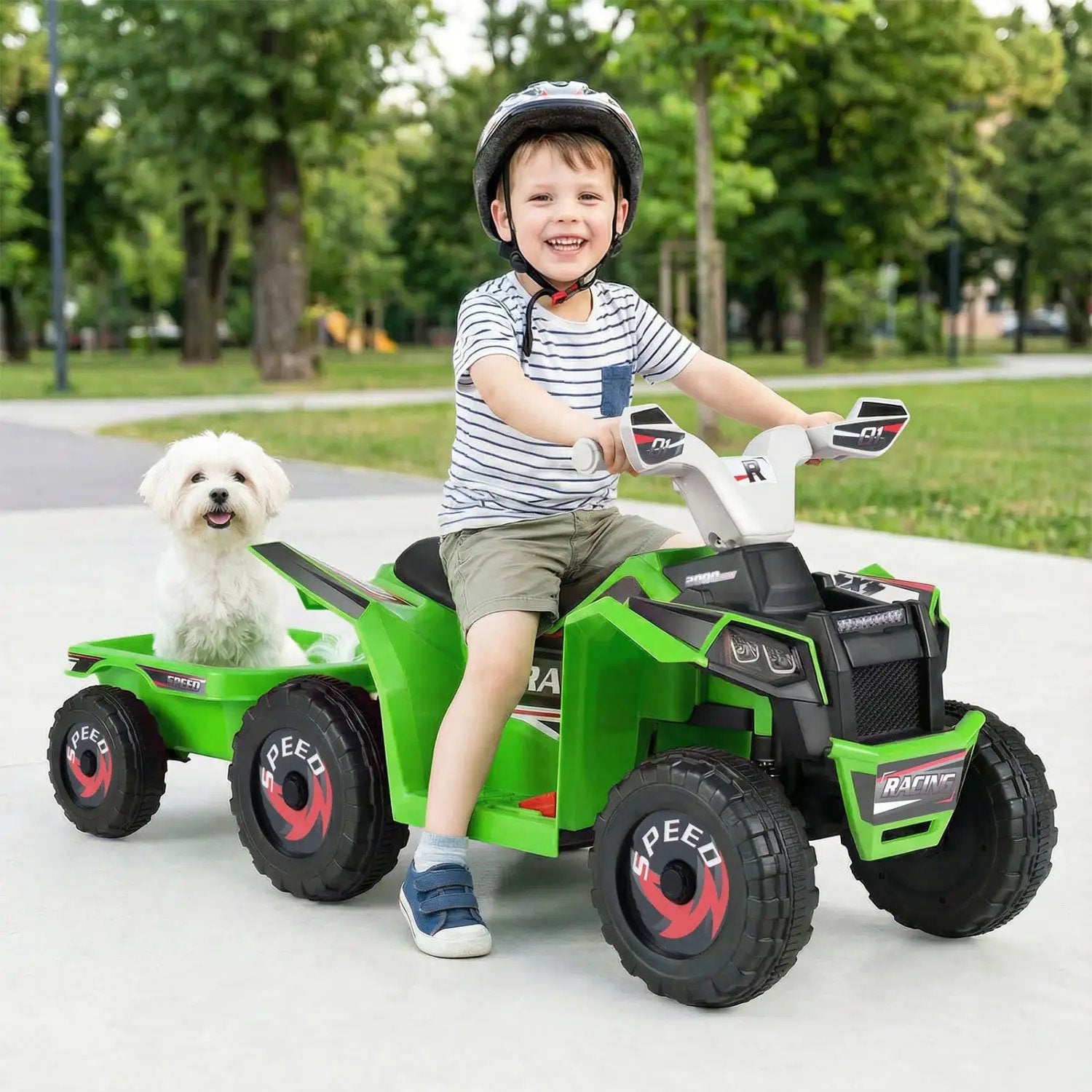 6V Kids Electric ATV Quad Car with Detachable Trailer by DirectDeals