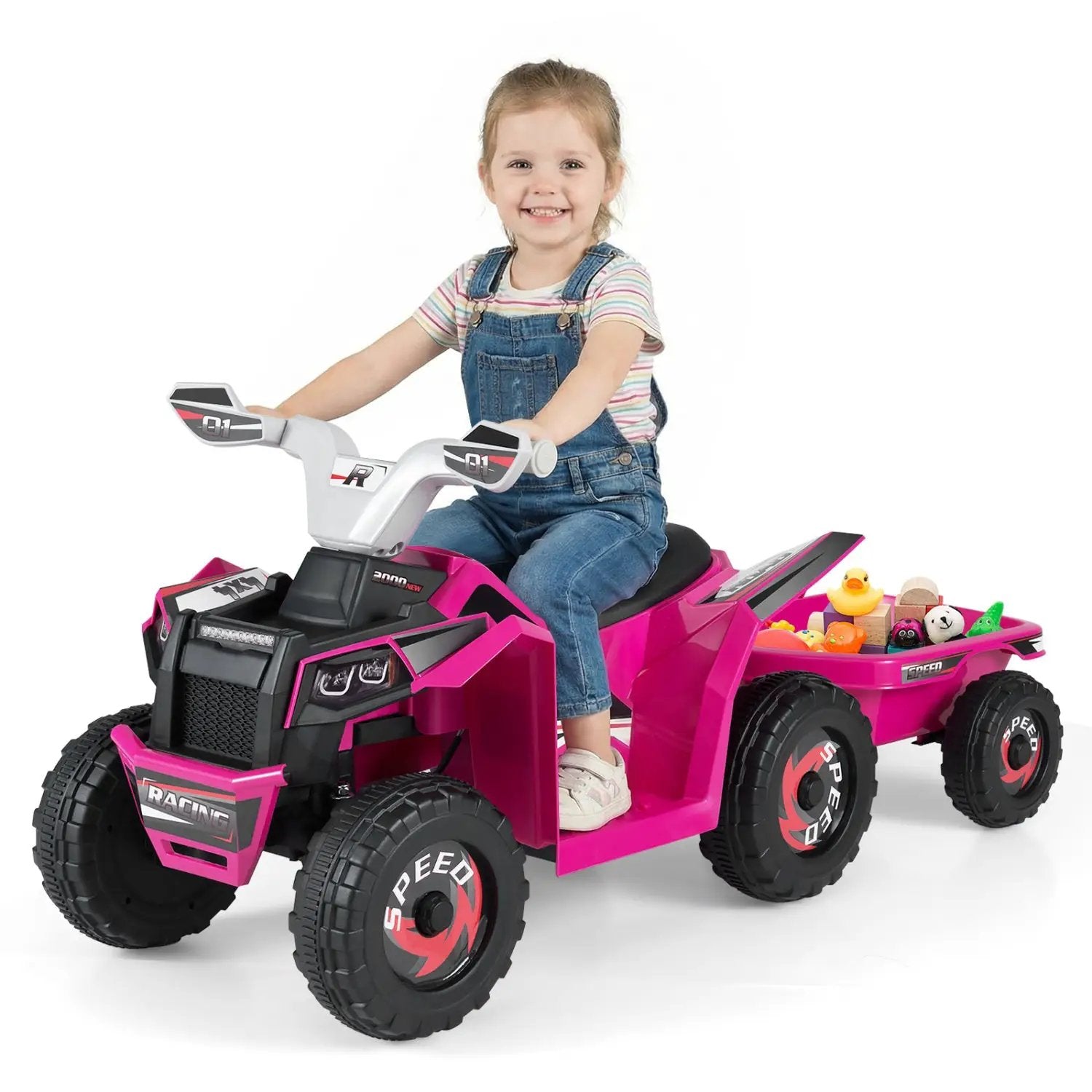 6V Kids Electric ATV Quad Car with Detachable Trailer by DirectDeals