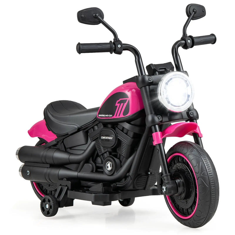 Kids Electric Motorcycle with Training Wheels and LED Headlights by DirectDeals