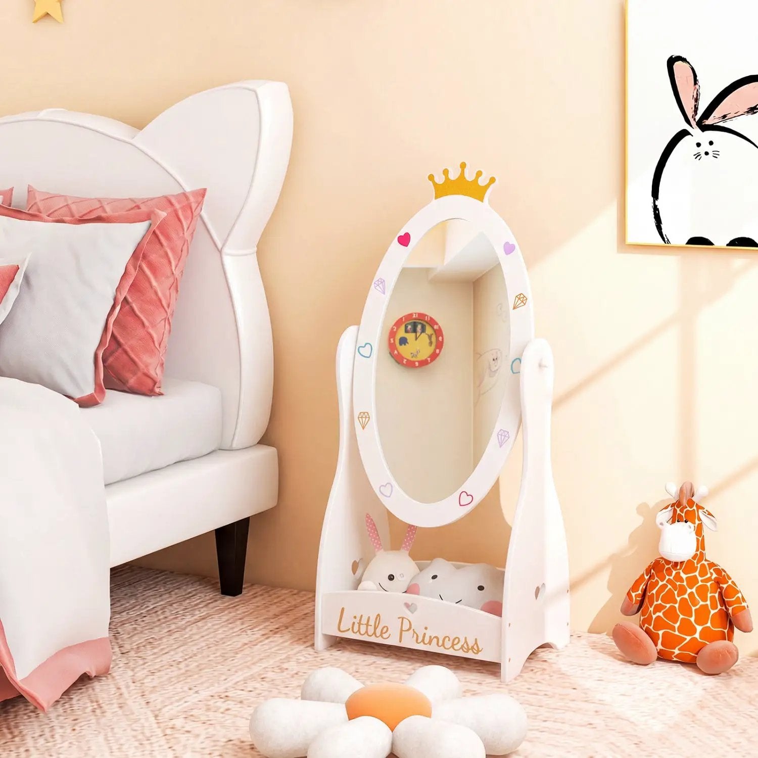 Kids Full Length Mirror with Rotatable Design and Shelf by DirectDeals