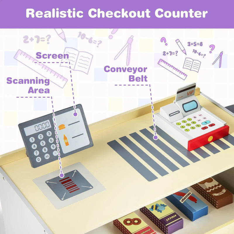 Kids Grocery Store Playset with Cash Register POS Machine-Gray by DirectDeals