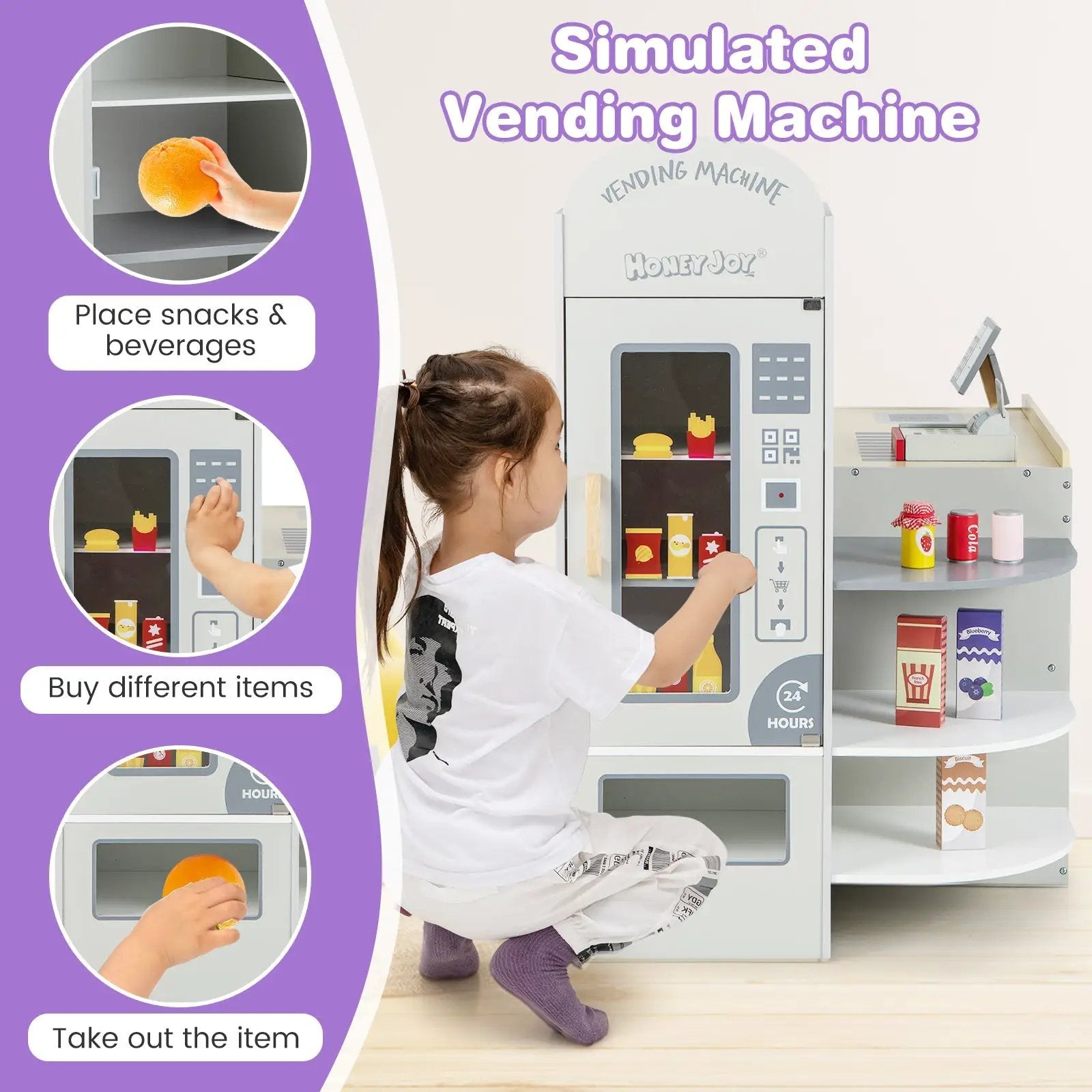 Kids Grocery Store Playset with Cash Register POS Machine-Gray by DirectDeals
