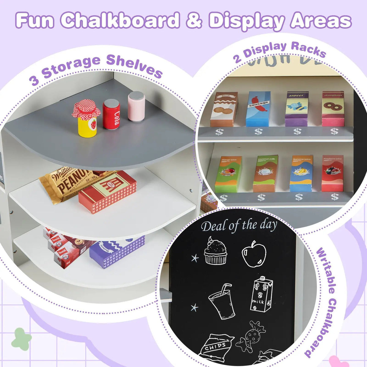 Kids Grocery Store Playset with Cash Register POS Machine-Gray, photo 8 of 9