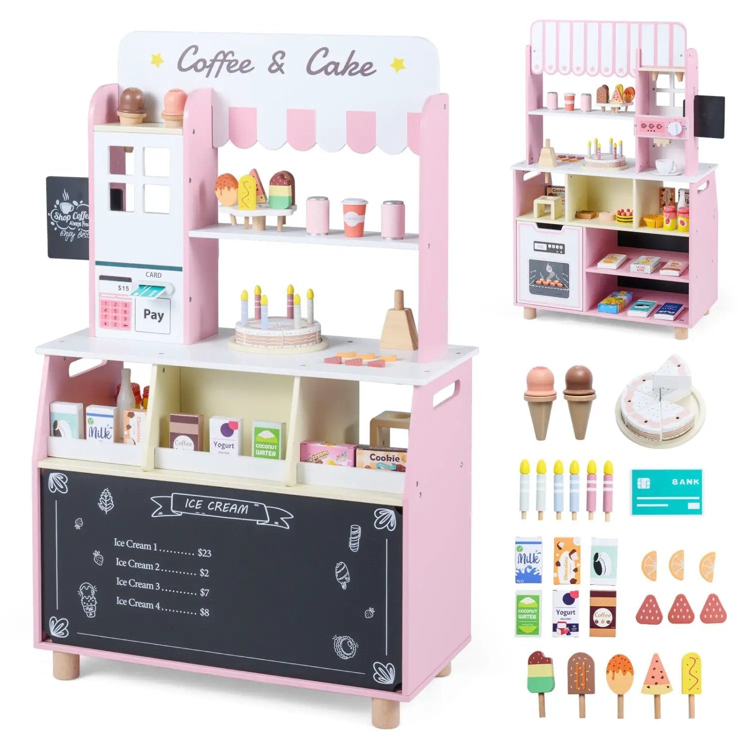 Kids Ice Cream Shop Playset with 27 Accessories - Ages 3+ by DirectDeals