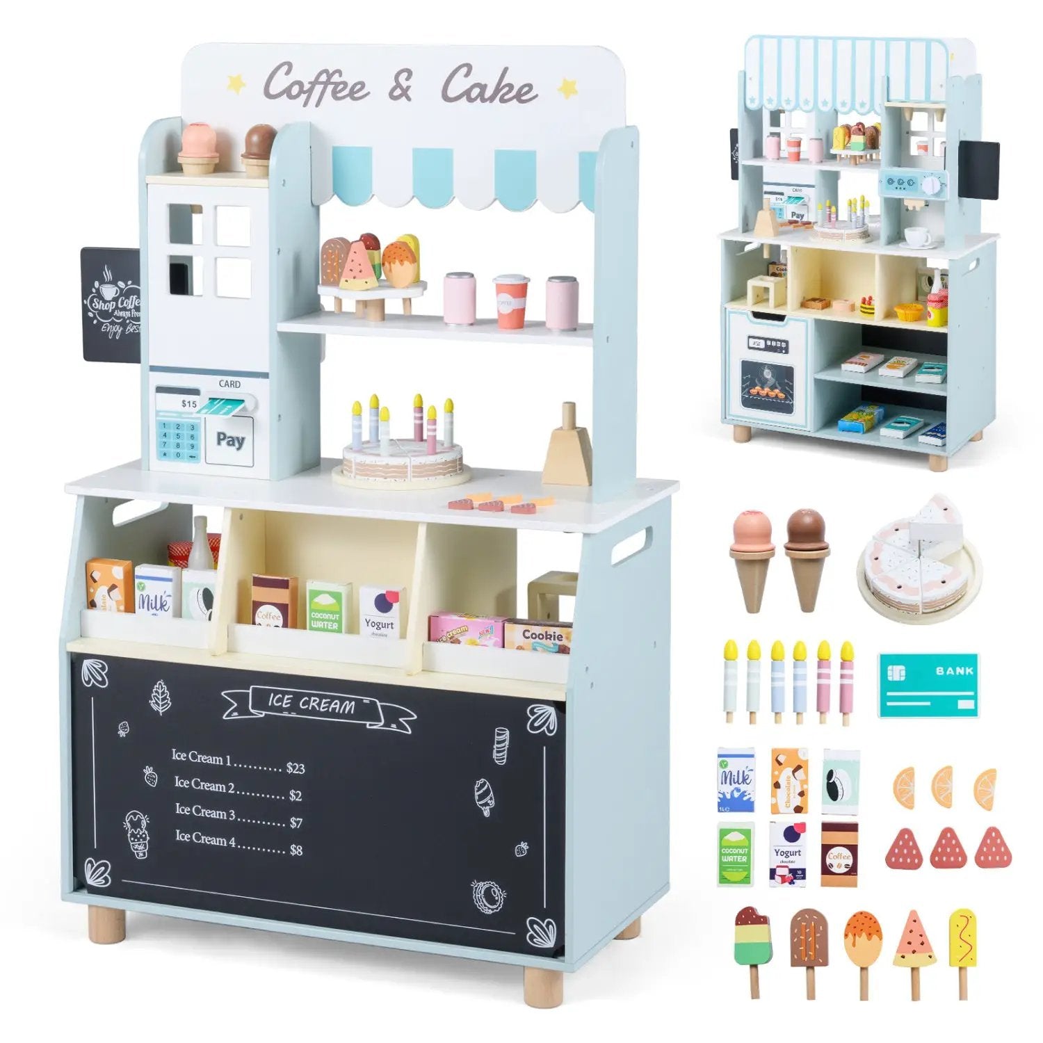 Kids Ice Cream Shop Playset with 27 Accessories - Ages 3+ by DirectDeals
