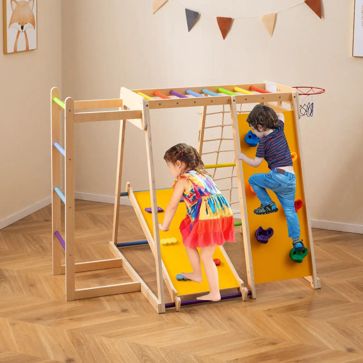 Kids Indoor Playground 6-in-1 Jungle Gym for 3-14 Years Olds, photo 4 of 16