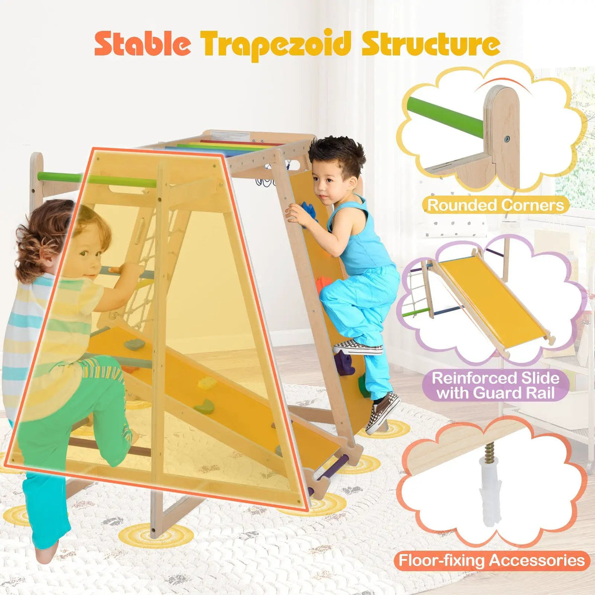 Kids Indoor Playground 6-in-1 Jungle Gym for 3-14 Years Olds, photo 16 of 16